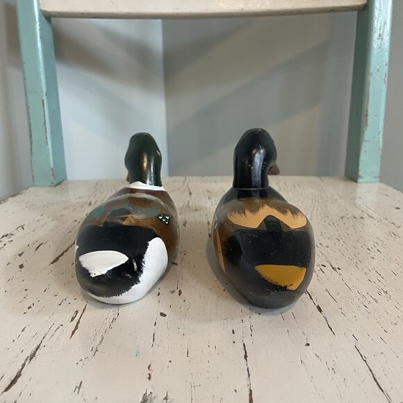 Antique Wood Carved Hand Painted Ducks 8 Inch Lot Of 2 Vtg Hunting Old Mallard - Picture 5 of 8